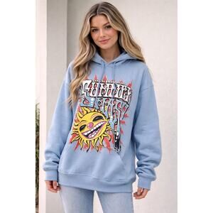 Vintage Y2K Summer Smash Lyrical Lemonade Hoodie Sky Blue Size L